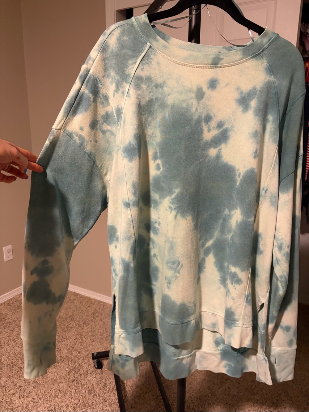 Sweaty Betty Tie-Dye Crewneck Sweatshirt - Teal & White